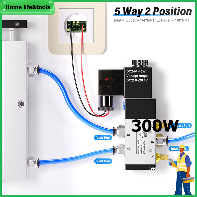 วาล์วควบคุมอากาศไฟฟ้า 5 Way 2 Position 4V210-08 1 / 8 " 1 / 4 " Port Size Dc12V 24V 220 V , Pneumaticพร้อมส่งในไทย ราคา