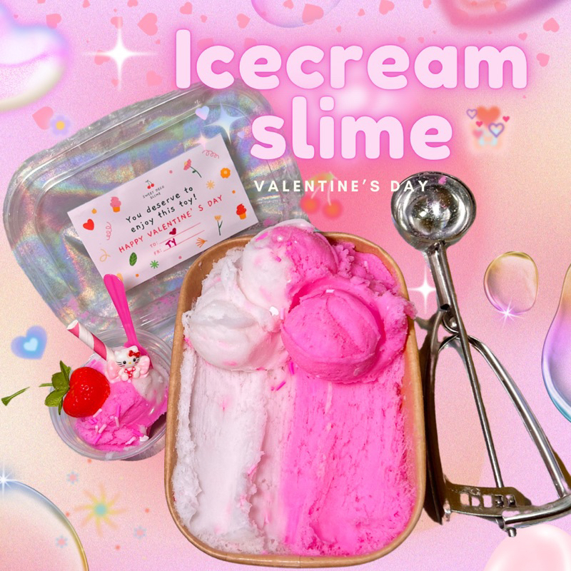 สไลม์ไอติมตัก วาเลนไทน์ แถมที่ตักไอติมและท้อปปิ้ง