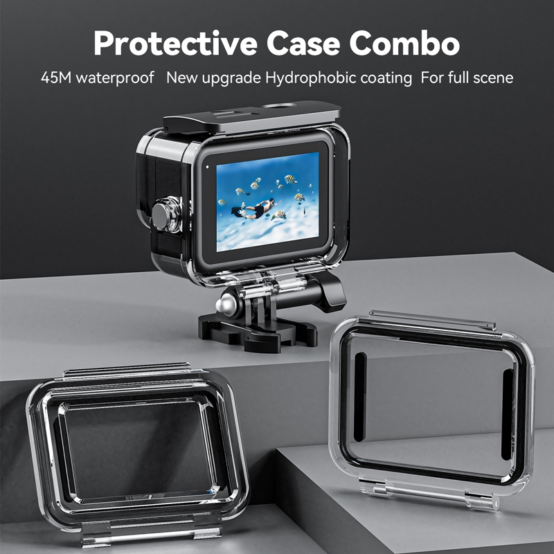 TELESIN เคสกันน้ำ GoPro 12/11/10/9 Black แบบเปลี่ยนฝาทัชสกรีนได้ Protective Case Waterproof