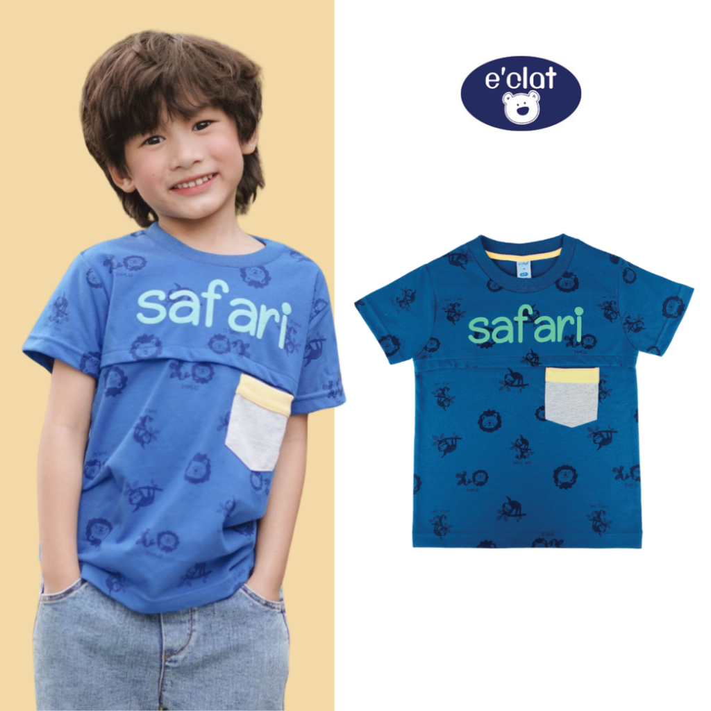 E'clat เสื้อเด็กผู้ชาย คอกลม แขนสั้น ผ้าพิมพ์ลาย มีกระเป๋า ผ้ายืดเนื้อนิ่ม cotton ใส่สบาย สีไม่ตก ใส่ได้ทุกโอกาส7963