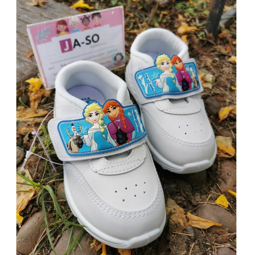 รองเท้านักเรียน รองเท้าพละ รองเท้านักเรียนหญิง เจ้าหญิง เอลซ่า ผ้าใบขาว Chappy Elsa CF-2566