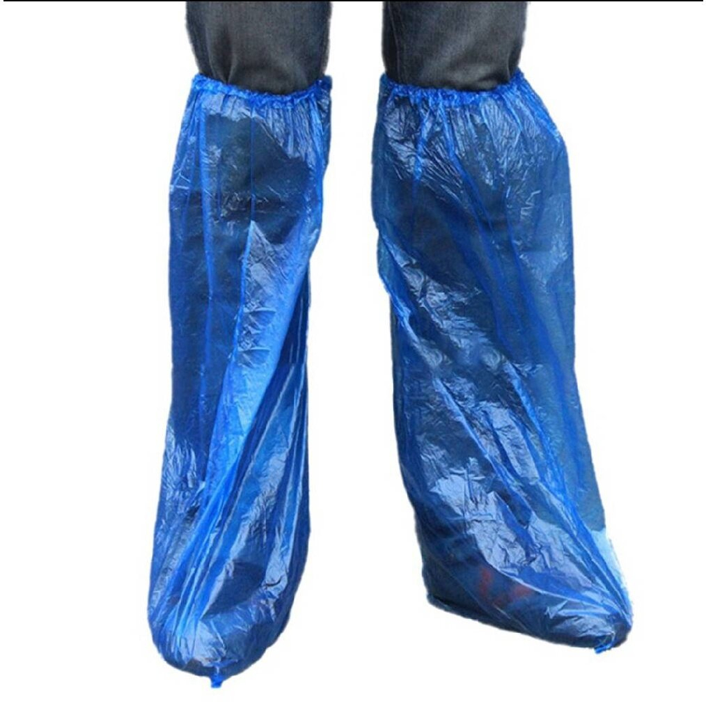 พลาสติกคลุมรองเท้า Shoe Cover,CPE PP ถุงคลุมรองเท้ากันน้ำ กันเปียก Leg cover (มี​ 5 คู่​ =10 ชิ้น)