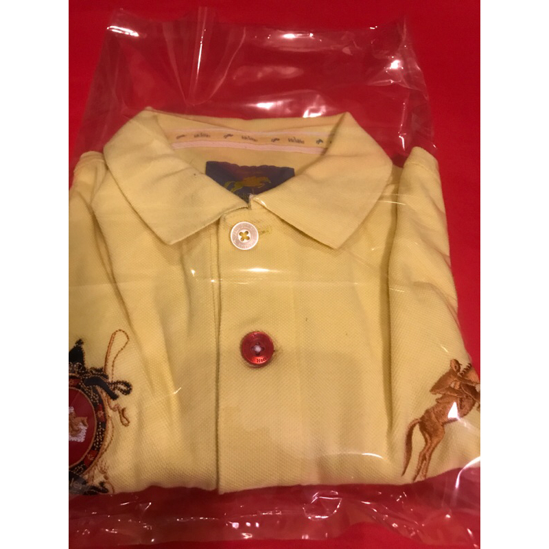 Felix Buhler size L อกได้ถึง 40” cotton 100%เสื้อโปโลแขนสั้นสีเหลืองอ่อน ใส่ไป1ครั่งถ้วน