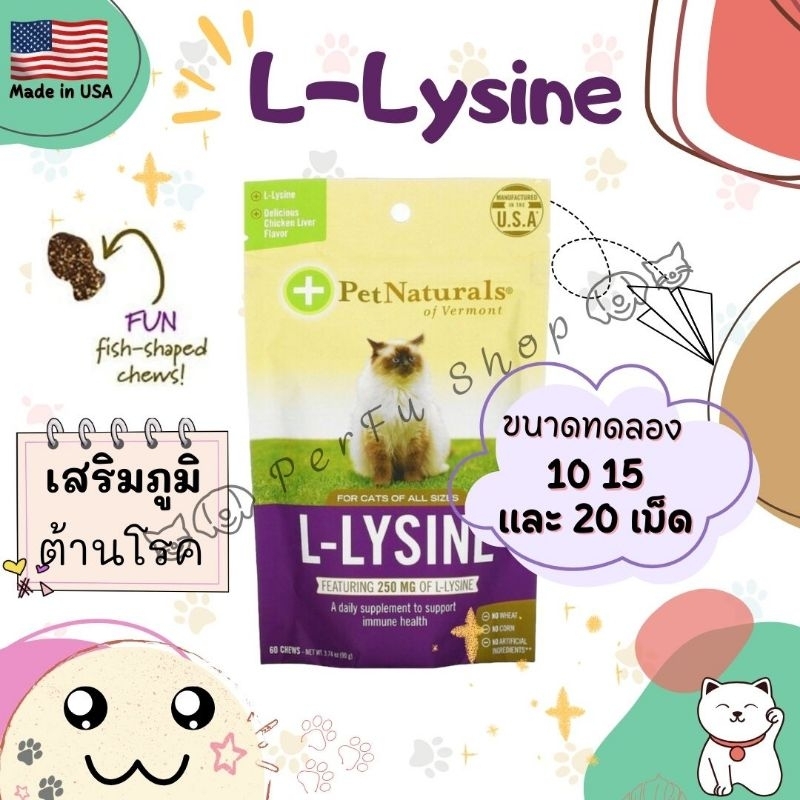 🇺🇸 L-Lysine for cat ไลซีน 🎏 เสริมภูมิต้านทานน้องแมว ขนมรูปปลา 🐟 พร้อมส่ง...🛵 BBF: 06-2025