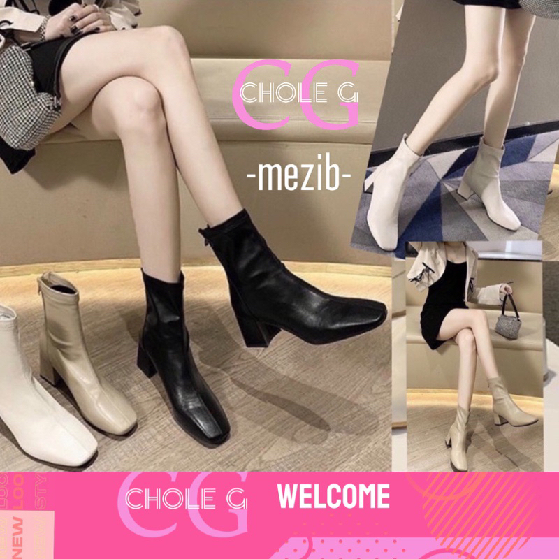 Chole G:Mezib Kiss รองเท้าบูทหนังส้นสูง ส้นสูง 6cm (SH0045) มีซิปหลัง