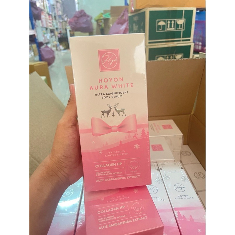 พร้อมส่ง แพคเกจใหม่ โฮยอน ออร่าไวท์ โลชั่นบำรุงผิวกาย Hoyon Aura White 160ml.