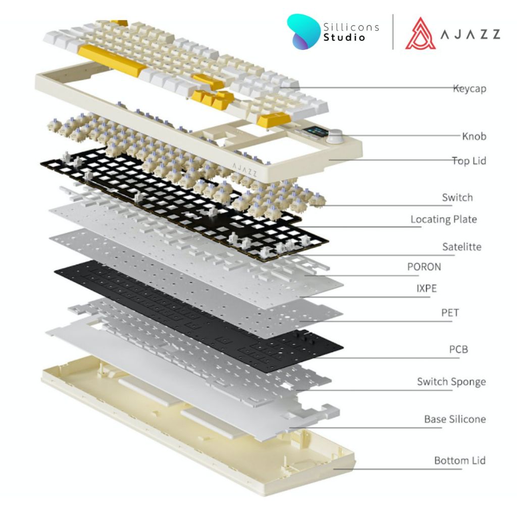 คีย์บอร์ดเกมมิ่ง Ajazz AK35i V2 TFT Screen Gasket Tri-Mod Mechanical Keyboard รับประกันสินค้า 1 ปี