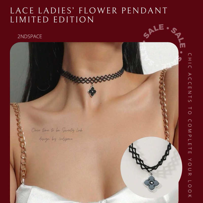 SALE โชกเกอร์ลูกไม้สีดำผูกโบว์ เรียบหรู Bow Decor Lace Choker สวยหวานน่ารักๆ ตามแบบพร้อมส่งค่า