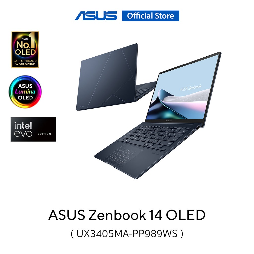 ASUS Zenbook 14 OLED (UX3405MA-PP989WS) thin and light laptop, 14" 3K OLED,120Hz, Intel Ultra 9, Win