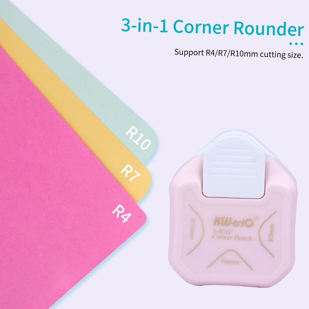 3-in-1 Corner Rounder Punch R4/R7/R10mm Round Corner Trimmer Cutter for Card Photo Paper Laminating Pouches
