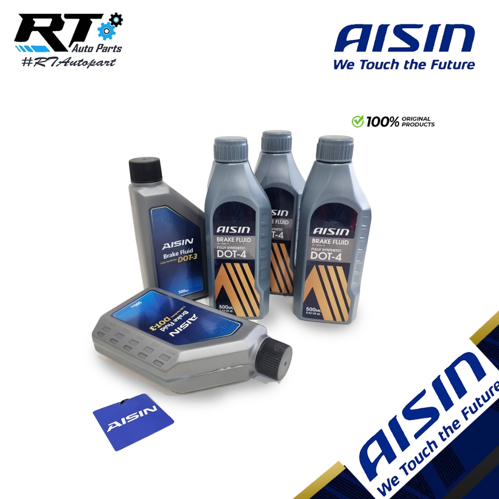 Aisin น้ำมันเบรค ไอชิน สูตรสังเคราะห์ 100% Fully Synthetic ขนาด 500ml / น้ำมันเบรค น้ำมันคลัทช์ DOT4 DOT3