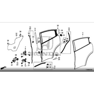 ยางขอบประตูหลังชิ้นหน้า HRV 2015 No.14 กับ 20