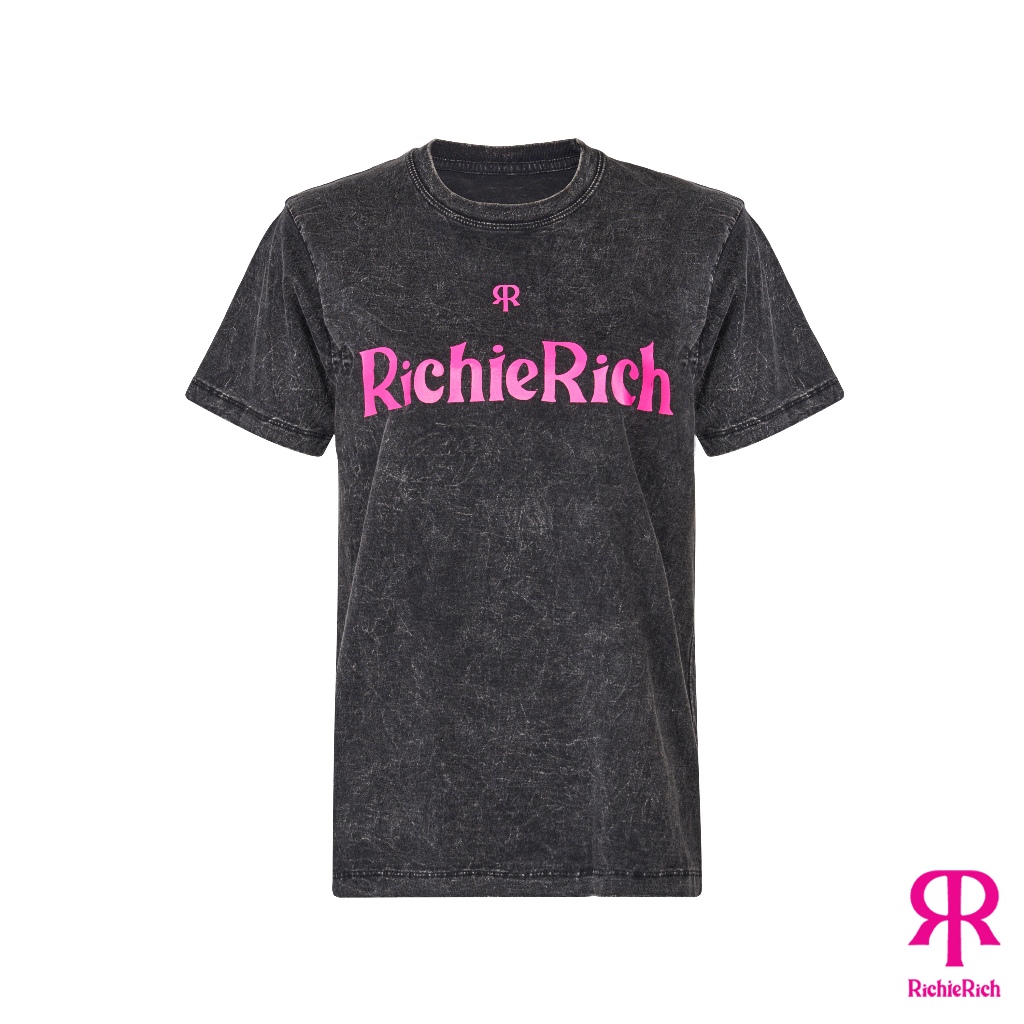 RICHIERICH By TandT - RICHIERICH LOGO PRINTED COTTON JERSEY T-SHIRT เสื้อยืดฟอกสี สกรีนคำอ่าน ริชชี่ริช