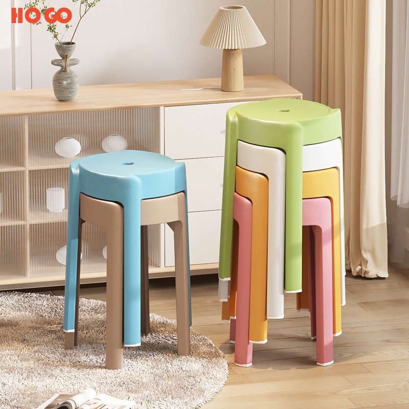 HOGO เก้าอี้พลาสติก PP แข็งแรง รับน้ำหนักได้​มาก เก้าอี้สีสวยหวานๆ ที่ทับกัน​ เก้าอี้พลาสติก