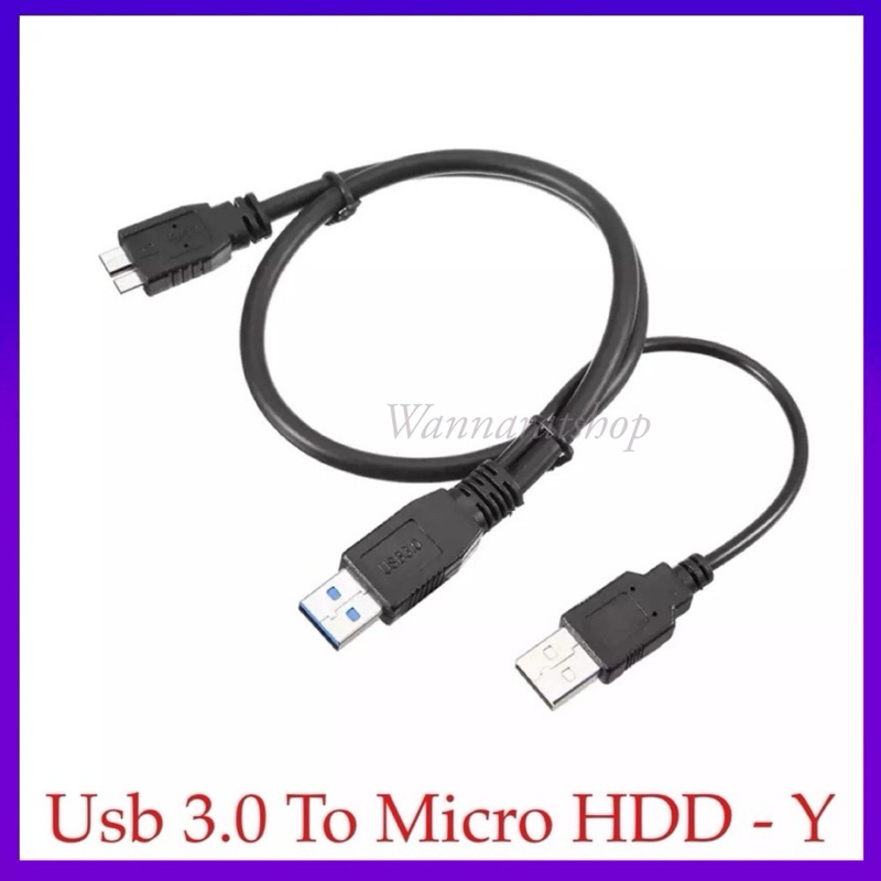ใหม่ USB 3.0 A ชาย TO Micro B สาย Y สำหรับฮาร์ดดิสก์ไดรฟ์ HDD