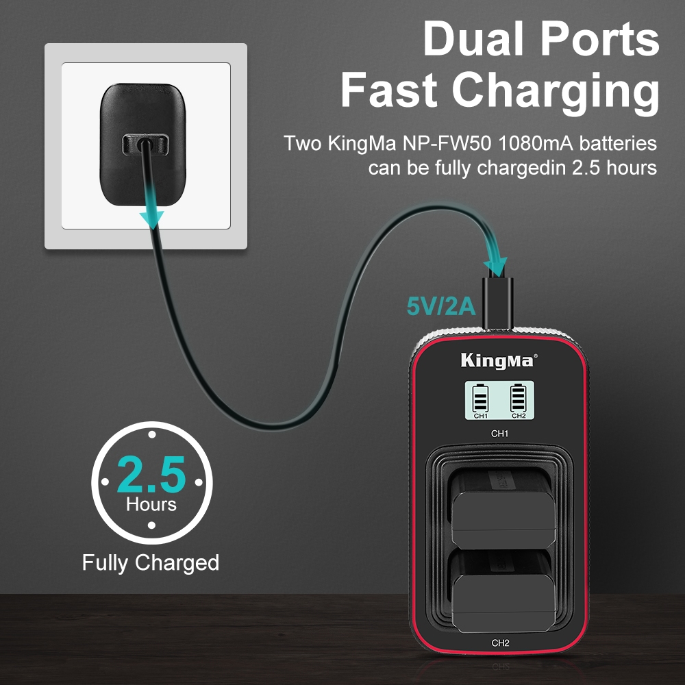 Kingma FW-50 แบตเตอรี่ สำหรับกล้อง Sony ประกันศูนย์ไทย 1 ปี แท่นชาร์จ / แบตกล้อง FW50