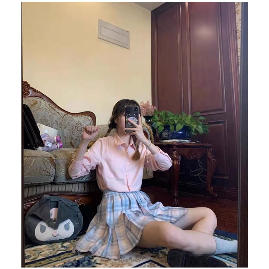 เสื้อเชิ้ตแขนยาวคอปกผู้หญิง oversize cotton เสื้อผ้าแฟชั่นสไตล์ญี่ปุ่นสุดน่ารักสไตล์วิทยาลัย เรียบๆแต่สวยใส่ชิวๆ FUUU060