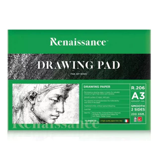 สมุดวาดเขียน กระดาษวาดรูป ผิวเรียบ หนา200แกรม Renaissance มีหลายขนาด