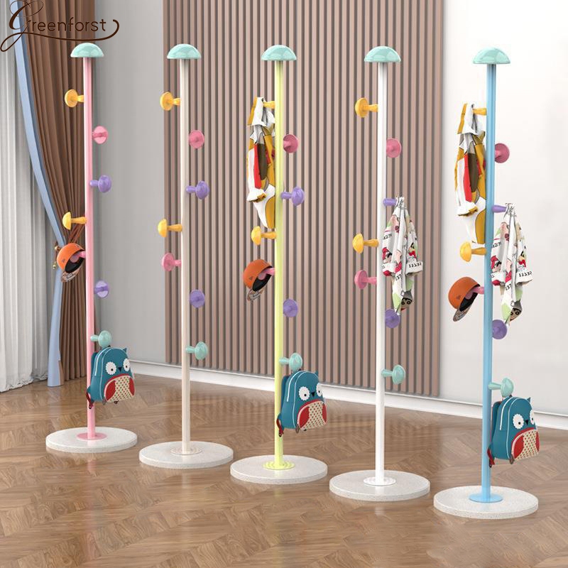 Greenforst ที่แขวนผ้า เสาแขวนกระเป๋า ตะขอหัวเห็ด7ตัว เสาเหล็กแขวนเอนกประสงค์ แข็งแรงฐานหินอ่อน รุ่น 2050