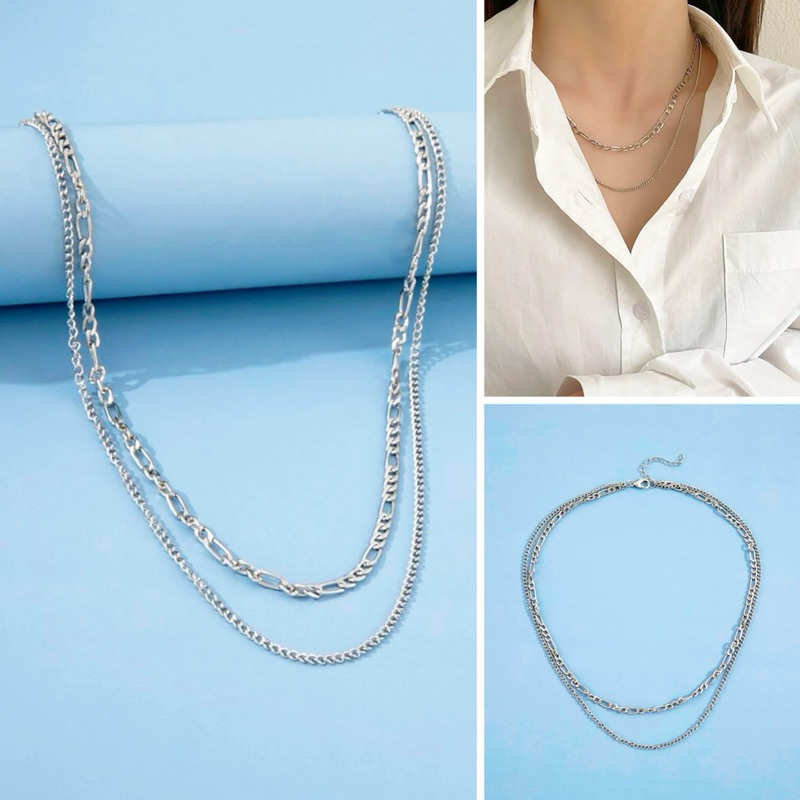 สร้อยโซ่ สร้อยเงิน 2 เลเยอร์ พร้อมส่ง! (#P5)