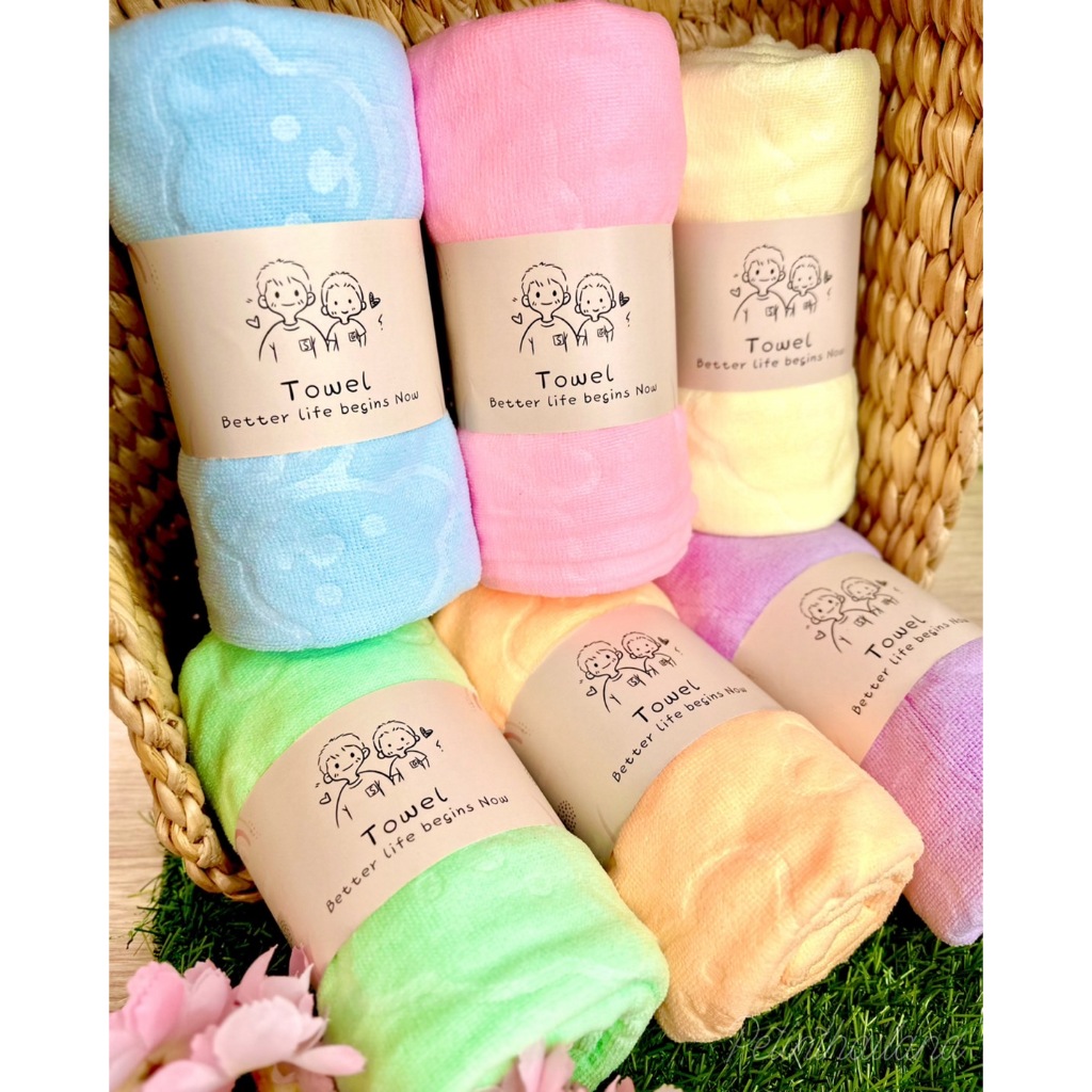 ผ้าเช็ดตัวนาโน (รุ่นหนา)ขนาด 70 x 140 ซม.SGB002-6 เซ็ต 6 ผืนพร้อมสายรัดผ้า ของชำร่วยของของขวัญปีใหม่