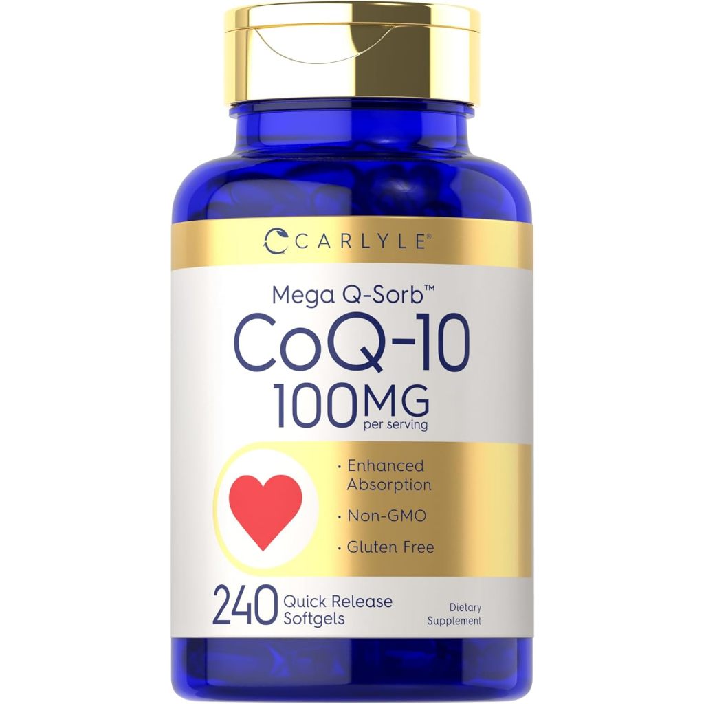 CarlyleCoQ10 100mg | 240 Softgels | Mega Q-Sorb Coenzyme Q-10 | with Black Pepper Extract | Non-GMO, G