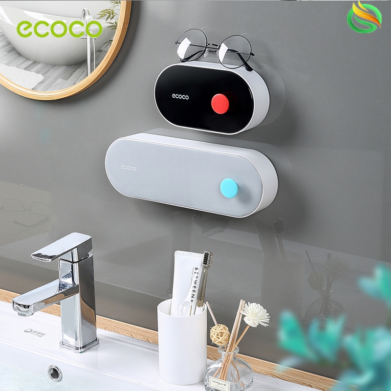 [พร้อมส่ง]ECOCO ที่วางสบู่ติดผนัง ไม่ต้องเจาะ มีฝาปิด กันความชื้น และกันน้ำ ที่วางสบู่ 2 ชั้น มีกาว E2119 E2120