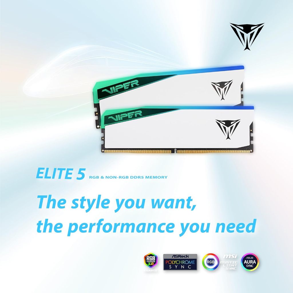 RAM DDR5(6200) 32GB (16GBX2) PATRIOT VIPER ELITE 5 RGB WHITE สีขาว (PVER532G62C42KW) - LIFETIME