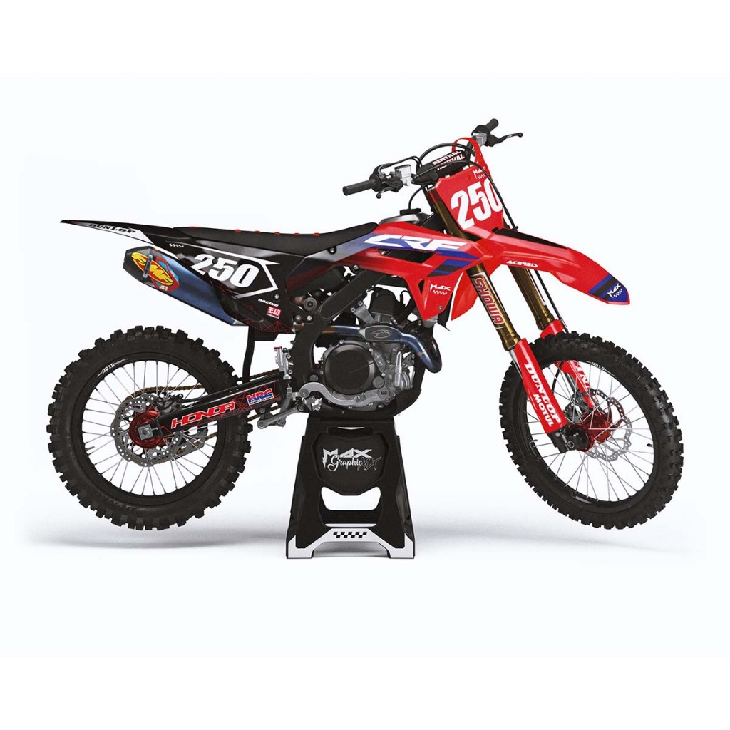 สติกเกอร์รถวิบาก Honda CRF110-450 cc ทั้งคัน พร้อมสติกเกอร์กระบอกโช๊ค ใส่ชื่อ เลขเบอร์ ได้ตามต้องการ