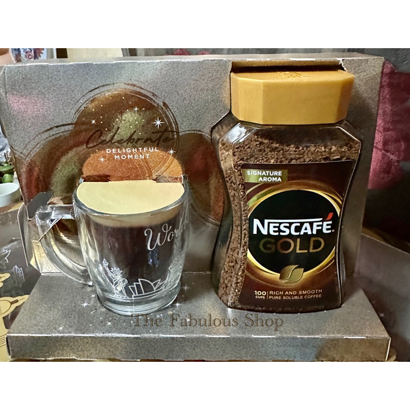 Gift Setล่าสุด!!! Nescafe GOLD Rich and Smooth เนสกาแฟ โกลด์ ริชแอนด์สมูธ  200 กรัม จำนวน 1 ขวด พร้อมแก้วเนสกาแฟโกลด์