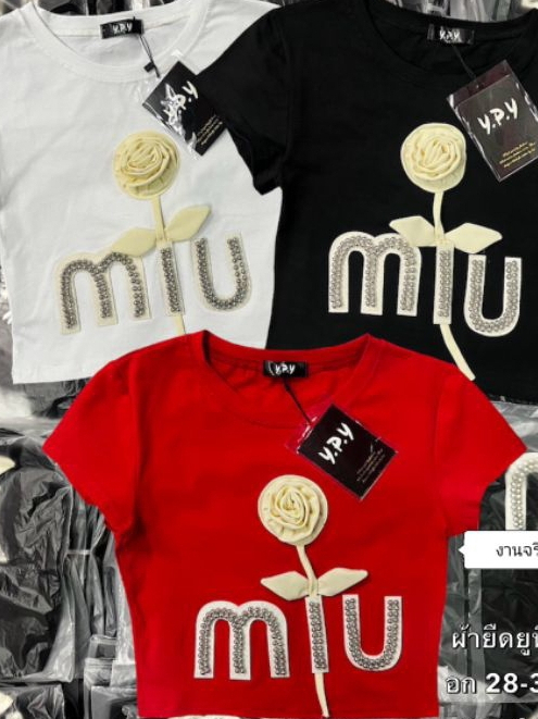 พร้อมส่ง เสื้อครอปรุ่นเป๊ะติดอะไหล่เพชรแน่นๆสวยอลังการใส่แมทได้หลายลุคผ้าเนื้อดีใส่หน้าร้อนสบายผ้ายูนิโคล งานป้ายy.p.y