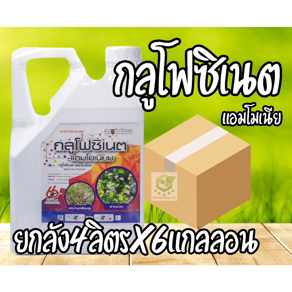 (ยกลัง *6 แกลลอน) ไฟท์ติ้ง (ชมพู) ขนาด 4 ลิตร สารกลูโฟซิเนต-แอมโมเนียม ยากำจัดวัชพืชประเภทใบกว้าง ใบแคบ หญ้าปากควาย