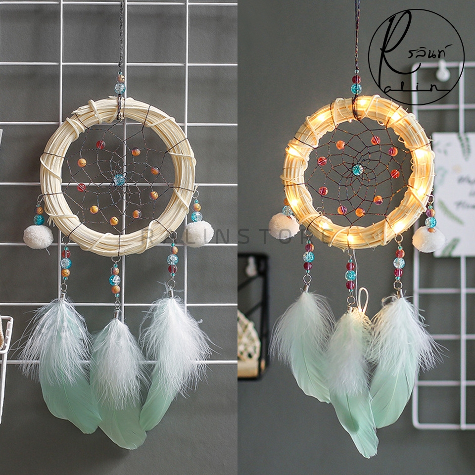 ตาข่ายดักฝัน DREAM CATCHER เครื่องรางดักฝัน รุ่น ไม้สาน แบบกลม (มีทั้งแบบธรรมดาและมีไฟ LED) - รูปที่ 4