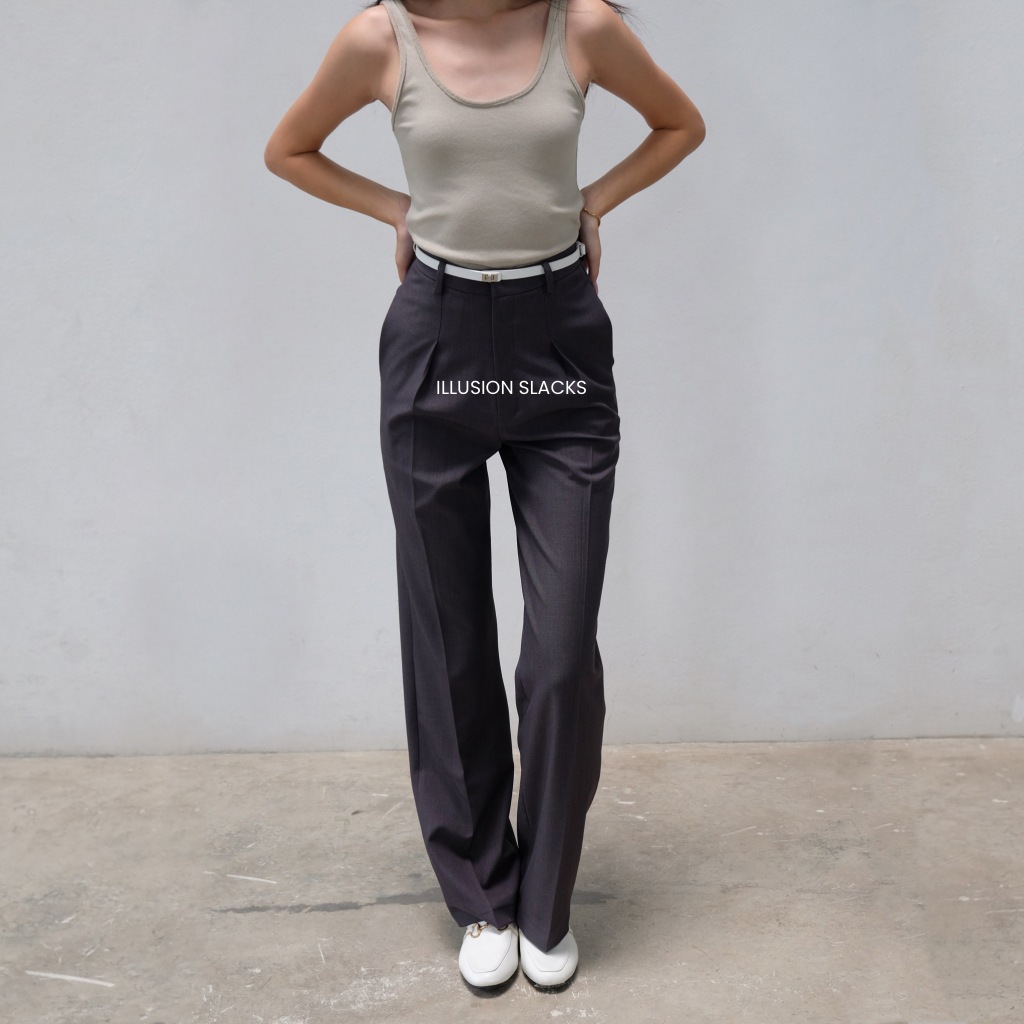 TOPLIST illusion slacks กางเกงสแล็คขายาว ใส่แล้วหุ่นเพรียวขายาว เนื้อผ้า twill ทิ้งตัว ทรงสวยมาก