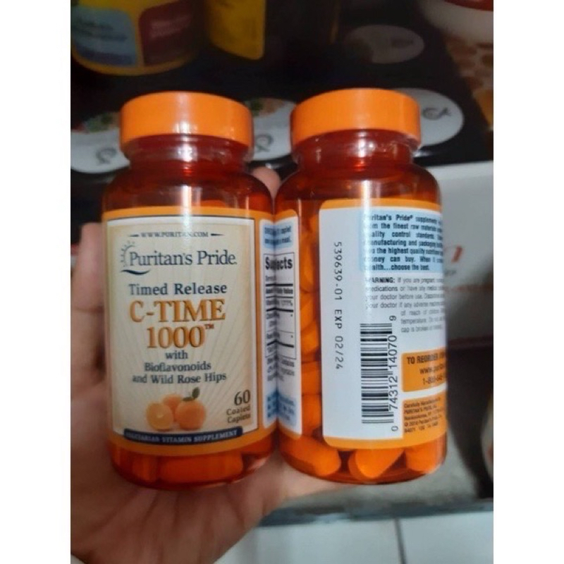 Exp02/2024 Puritan's Pride Timed Release C-time 1000 mg. 60 Tablets