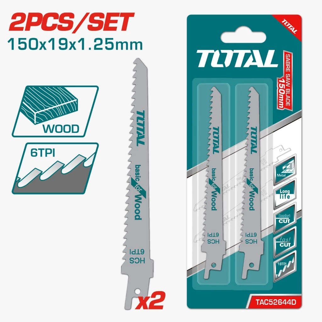 TOTAL ชุดใบเลื่อยชักตัดเหล็ก 150x19x0.9 มิล รุ่น TAC52922EF / ใบเลื่อยชักตัดไม้ รุ่น TAC52644D