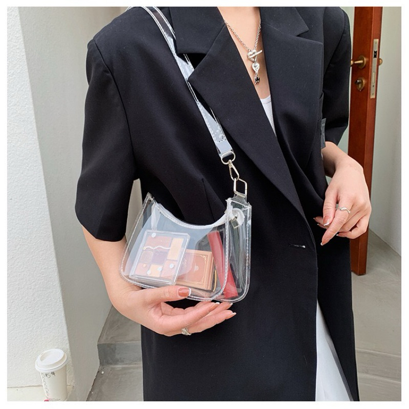 (สินค้าพร้อมส่งจากไทย) กระเป๋าสะพายไหล่แบบใสกันน้ำ สไตล์เกาหลี (G0144)