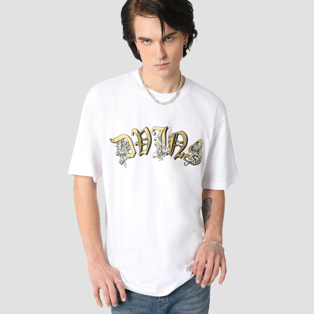 DAVIE JONES เสื้อยืด Logo Oversized Fit T-Shirt LG0074 สีแดง ขาว ดำ