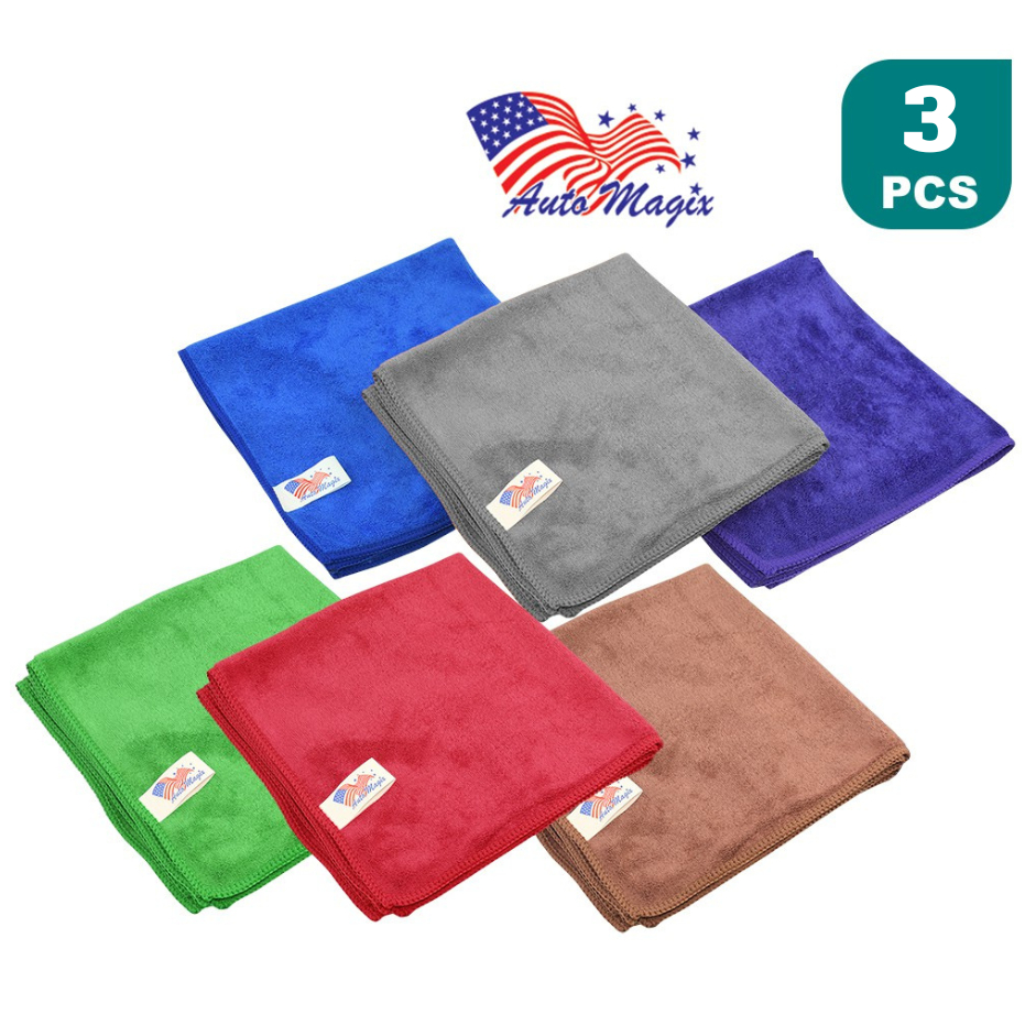 MICROFIBER TOWEL ผ้าไมโครไฟเบอร์ เนื้อฟูนุ่ม 40×40 cm. (3ผืน)