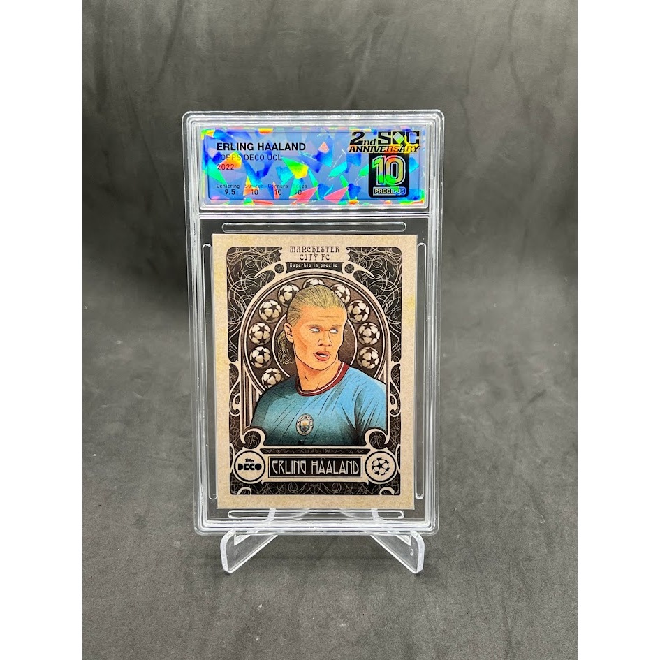 การ์ดนักฟุตบอล ERLING HAALAND /Topps Deco UCL 2022 /SQC Graded 10 Precious + FREE GIFT