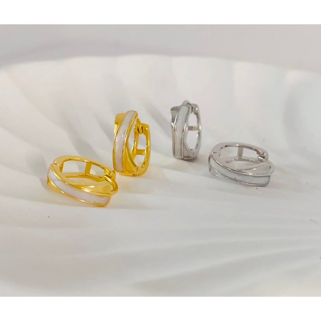 393-circle earrings light luxury style earrings silver needle ต่างหูห่วงกลมแบบล็อค เป็นเงิน 92.5 ใส่ติดหูไว้ได้เลย
