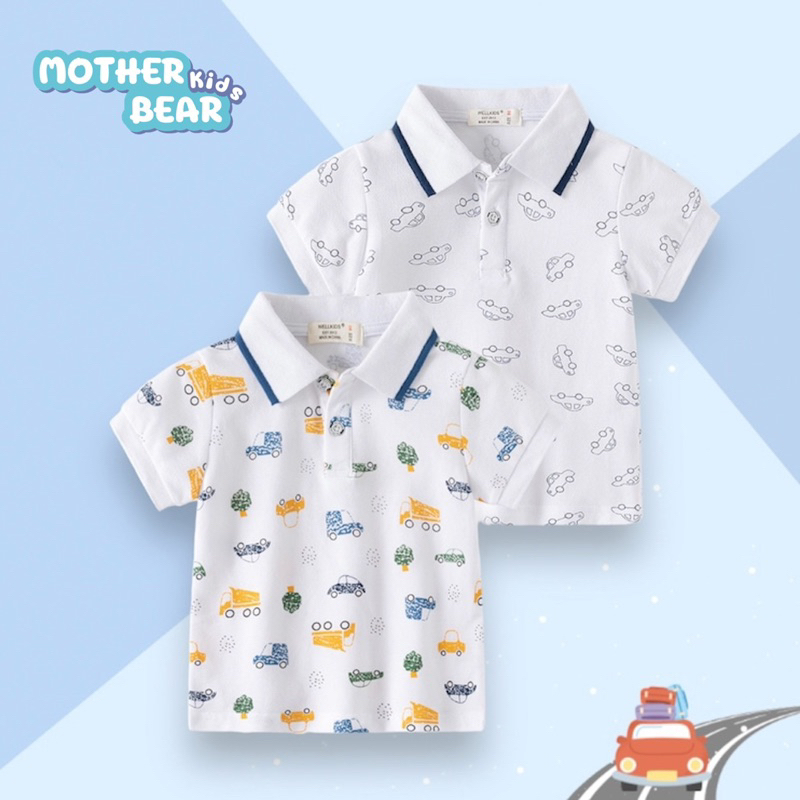 AB167 เสื้อโปโลเด็ก ลายรถ เสื้อผ้า แฟชั่นเด็กผู้ชาย พร้อมส่งในไทย