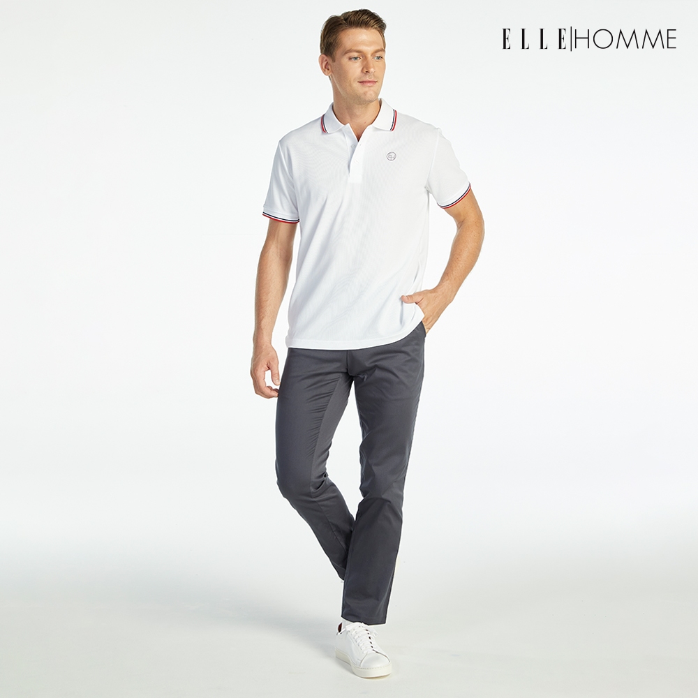 ELLE HOMME قميص بولو بشعار EH — أبيض — صورة 5