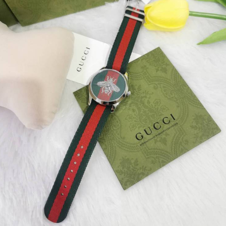 Gucci นาฬิกาข้อมือ รุ่น G-Timeless Watch Bee Silver 38 mm. Code: YA1264148
