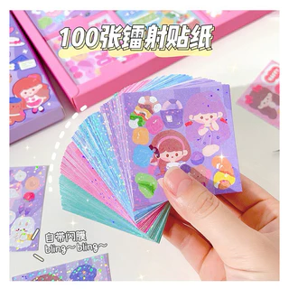 [100ชิ้น] สติ๊กเกอร์ 96-100 แผ่น/กล่อง สติกเกอร์ ไดคัท pvc กันน้ำ ลายน่ารัก ไม่ซ้ำ diy ตกแต่ง ไดอารี่ เครื่องเขียน E-tax