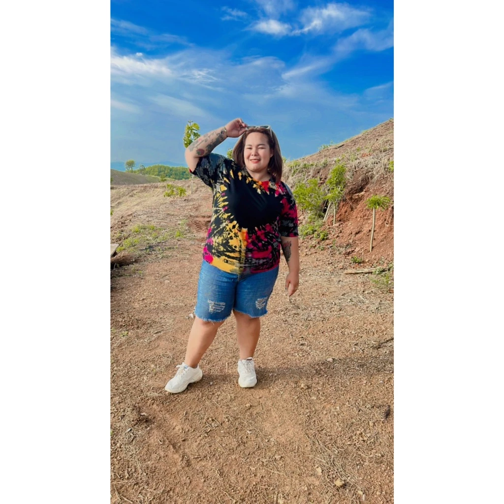 เสื้อยืดไซส์ใหญ่ อก 50+ งานมัดย้อมกัดลาย thumbnail 6
