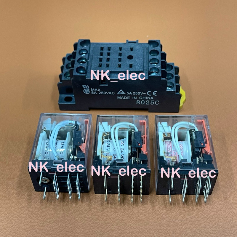 MY4N-GS Relay OMRON 14 ขา ไฟ 12VDC, 24VDC , 24VAC, 48VAC , 110VAC ,220VAC,PYF14A-E มีสินค้า พร้อมส่ง