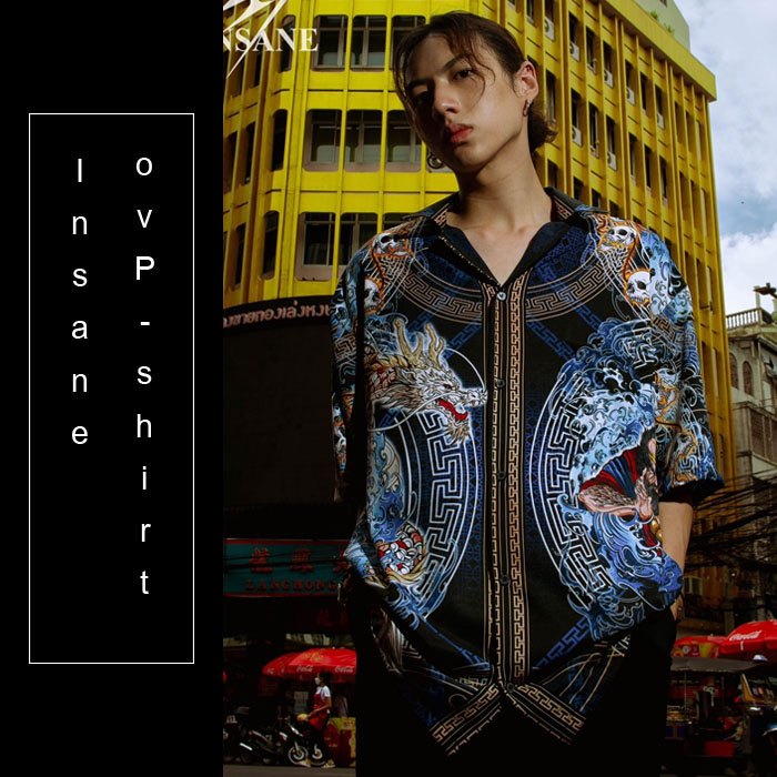 SUA CHENG เสื้อเชิ้ตพิมพ์ลาย ออกแบบตัดเย็บอย่างดี ลิขสิทธิ์เฉพาะ INSANEBRAND