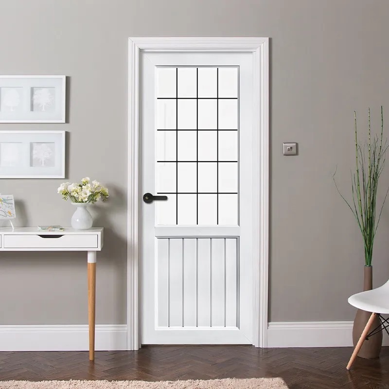 ประตู UPVC ภายใน กระจกครึ่งบาน ECO-DOOR S1 80x200CM ขาว (เจาะ)