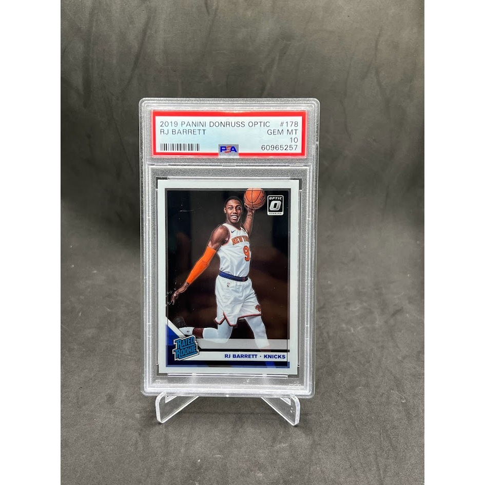 การ์ดนักบาสเก็ตบอล RJ BARRETT /2019 Panini Donruss Optic #178/(GEM MT PSA 10) Basketball Card + FREE